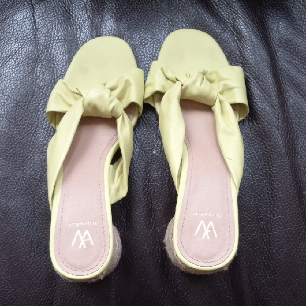 Lime Green Bow Slip-On Mules